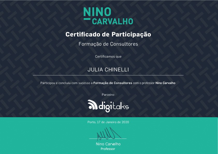 Modelo de Certificado - Formação de Consultores Nino Carvalho